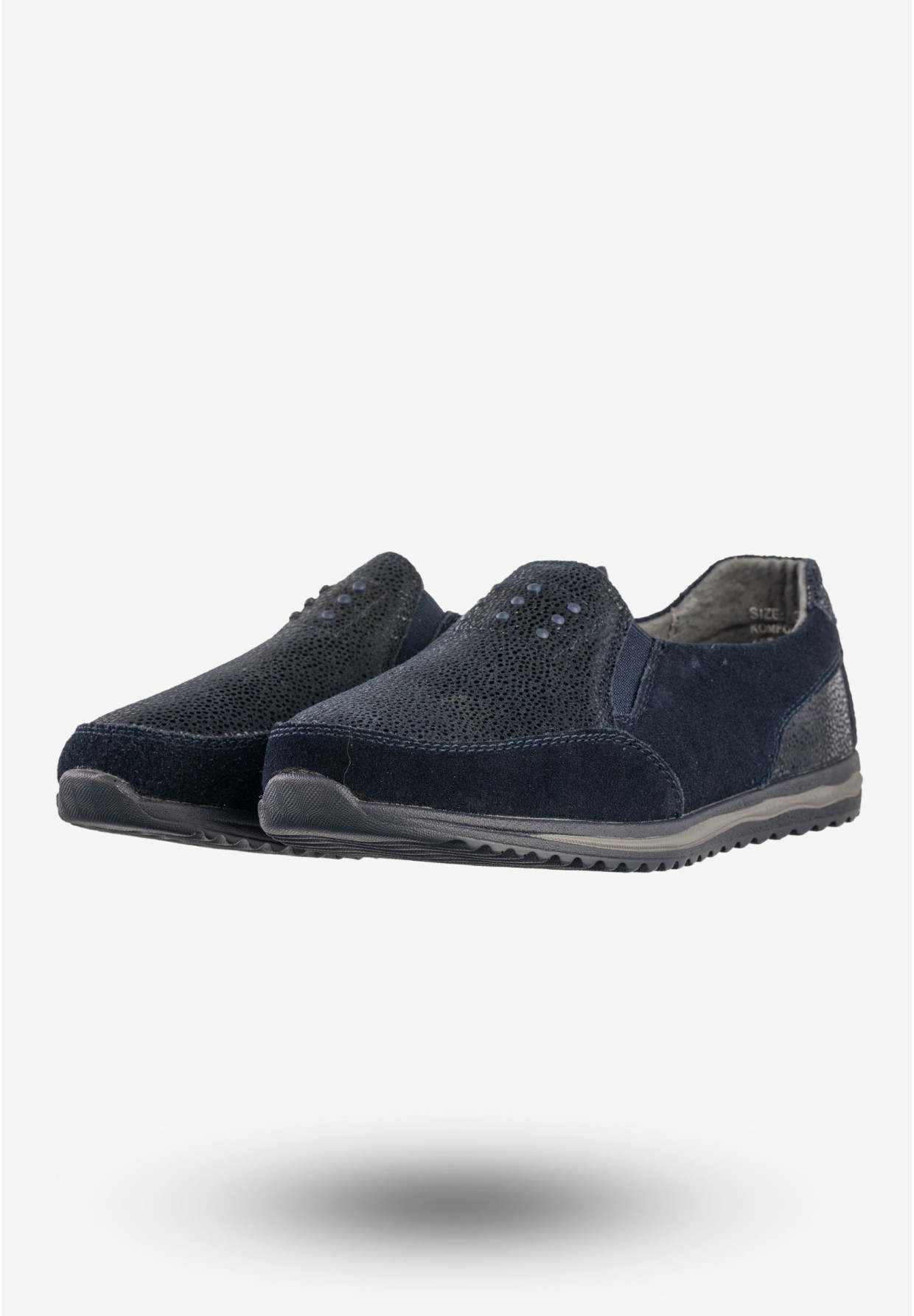 Półbuty Damskie Buty Skórzane Sneakersy Granatowe DK FJL160083