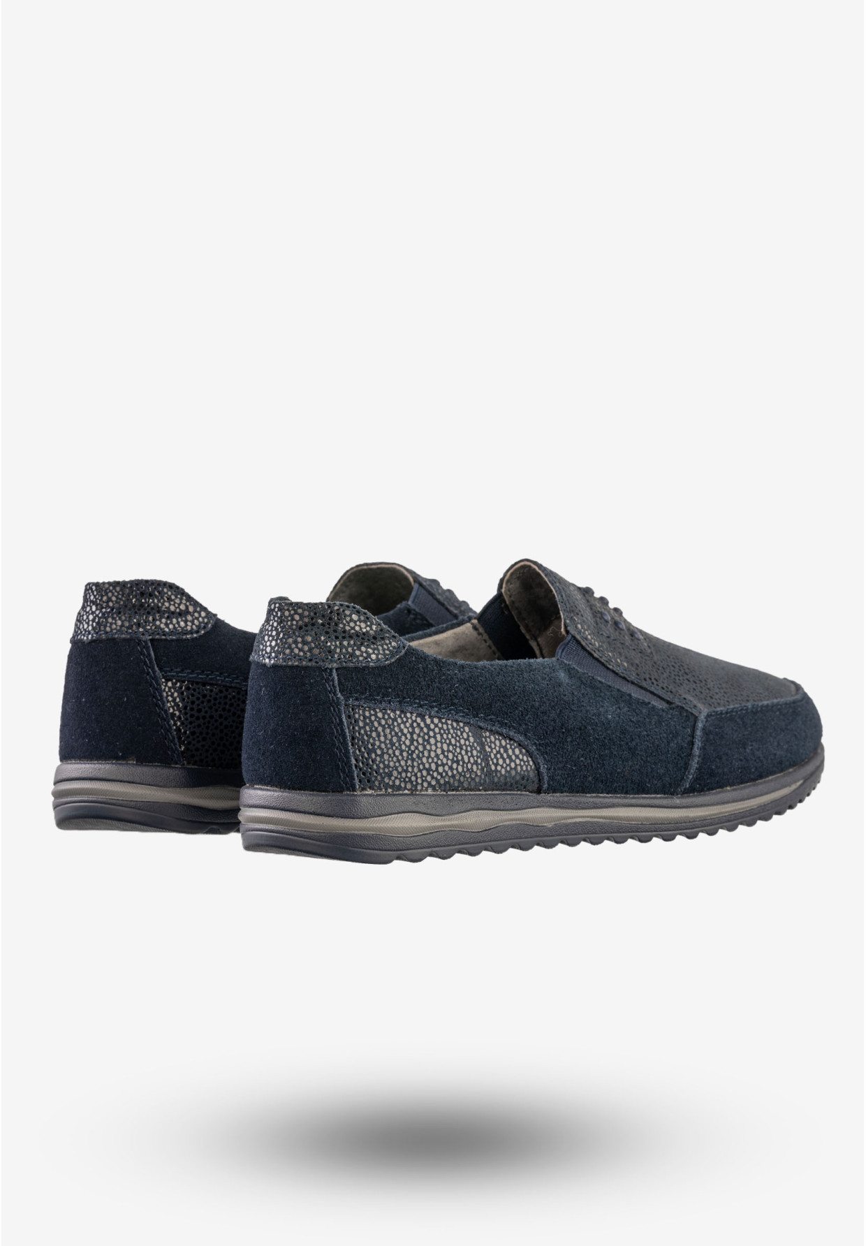 Półbuty Damskie Buty Skórzane Sneakersy Granatowe DK FJL160083