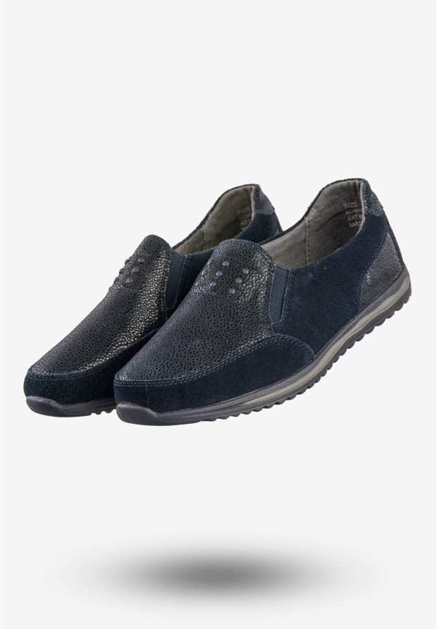 Półbuty Damskie Buty Skórzane Sneakersy Granatowe DK FJL160083