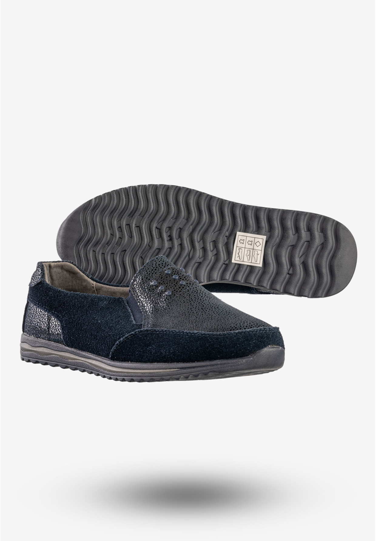 Półbuty Damskie Buty Skórzane Sneakersy Granatowe DK FJL160083