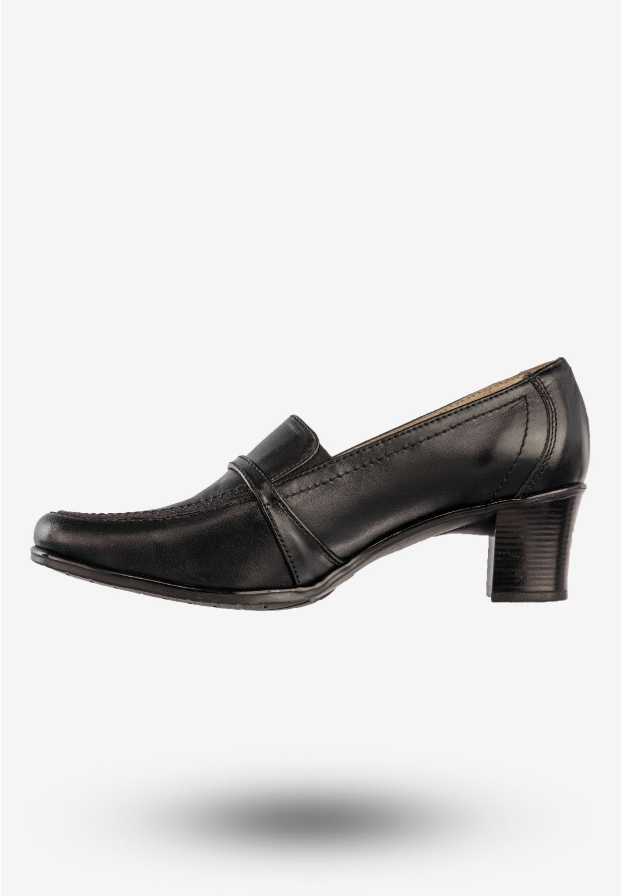 Półbuty Damskie Skórzane Buty Na Obcasie Eleganckie Czarne Opal 83