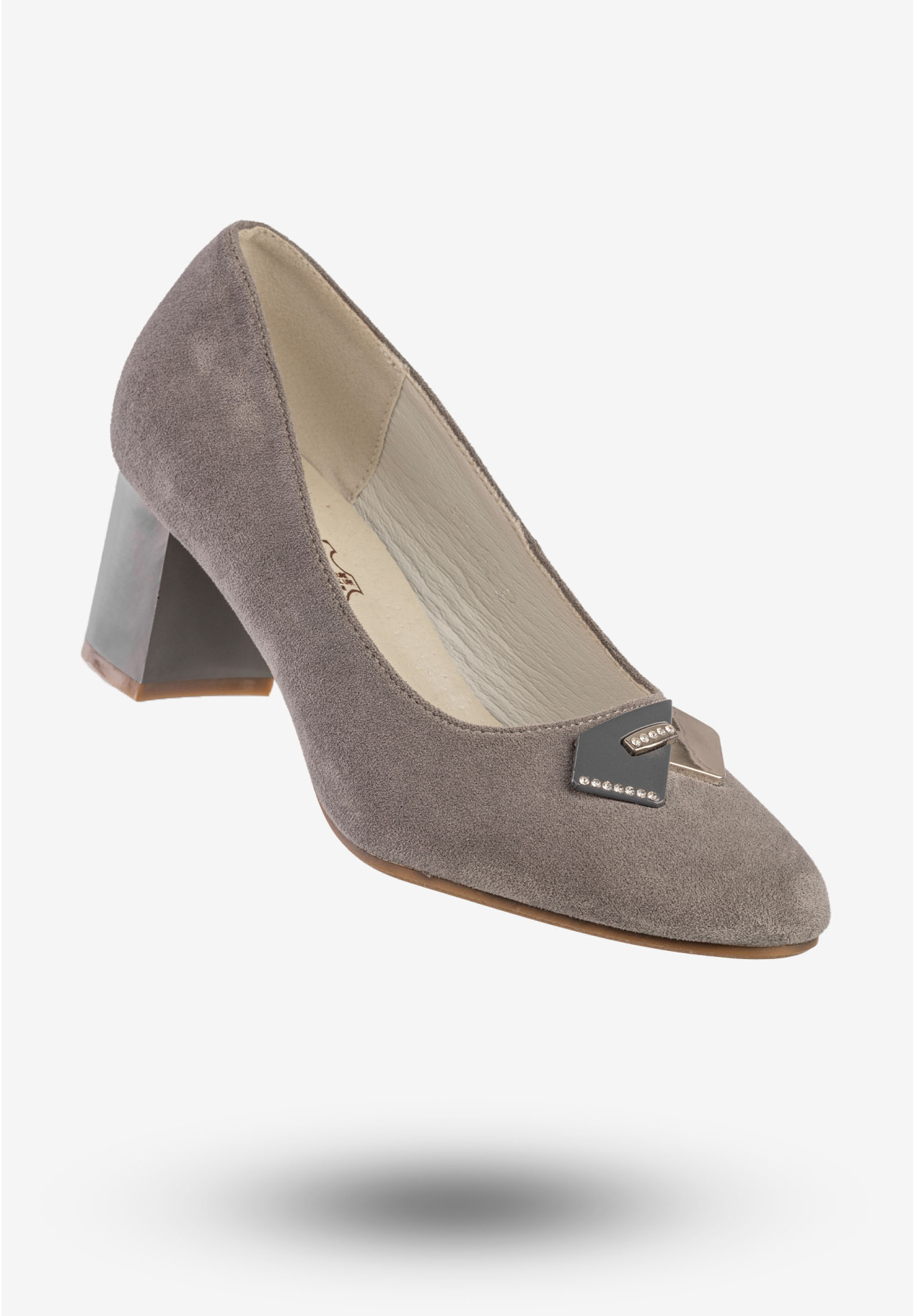 Czółenka Damskie Buty Na Obcasie Eleganckie Szare Jezzi ASA173-2