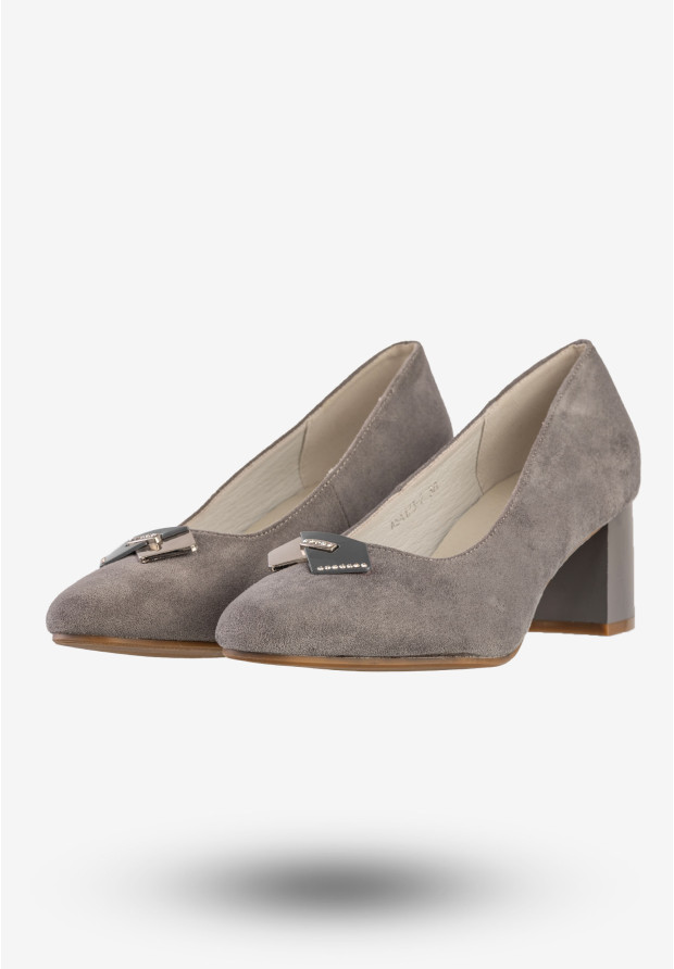 Czółenka Damskie Buty Na Obcasie Eleganckie Szare Jezzi ASA173-2