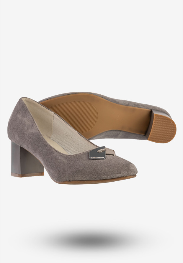 Czółenka Damskie Buty Na Obcasie Eleganckie Szare Jezzi ASA173-2