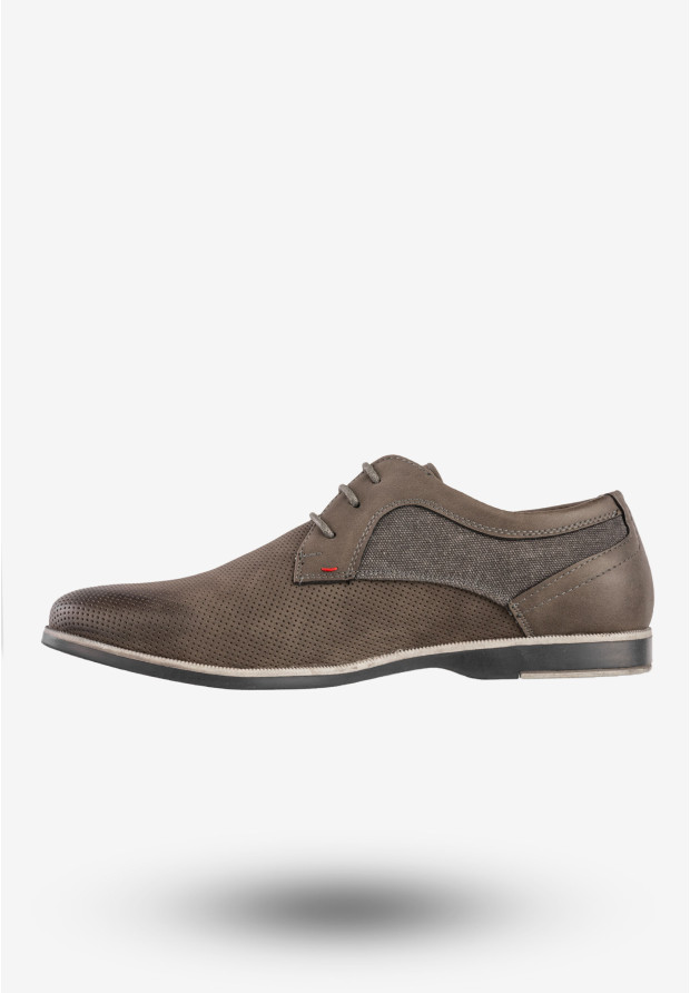 Półbuty Wizytowe Męskie Ekoskóra Buty Eleganckie Szare Goodin GD-LJ26