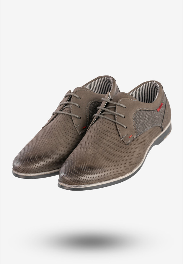 Półbuty Wizytowe Męskie Ekoskóra Buty Eleganckie Szare Goodin GD-LJ26