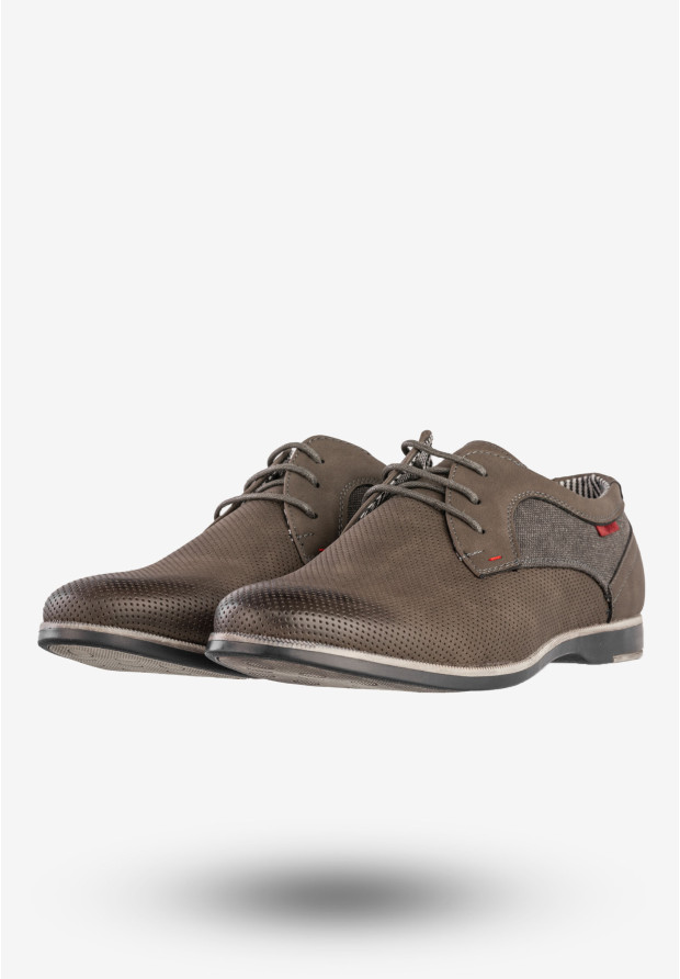Półbuty Wizytowe Męskie Ekoskóra Buty Eleganckie Szare Goodin GD-LJ26