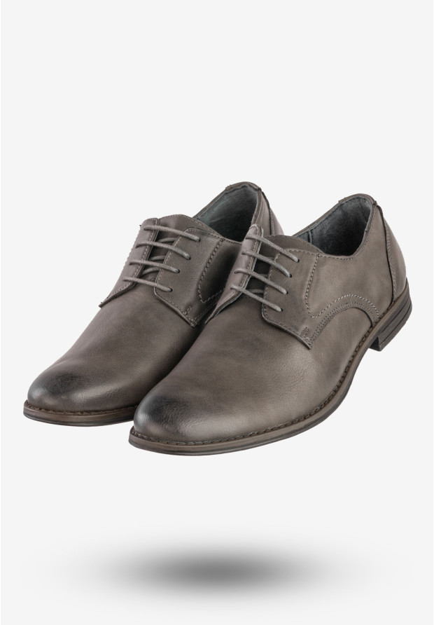 Półbuty Wizytowe Męskie Ekoskóra Klasyczne Buty Szare evento 80W4MN2651