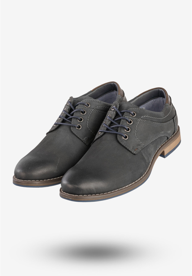 Półbuty Wizytowe Męskie Skórzane Buty Eleganckie Granatowe Meexx 8MN68-0186