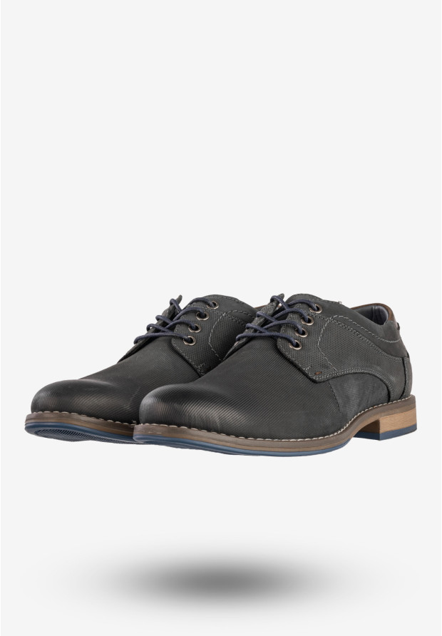 Półbuty Wizytowe Męskie Skórzane Buty Eleganckie Granatowe Meexx 8MN68-0186