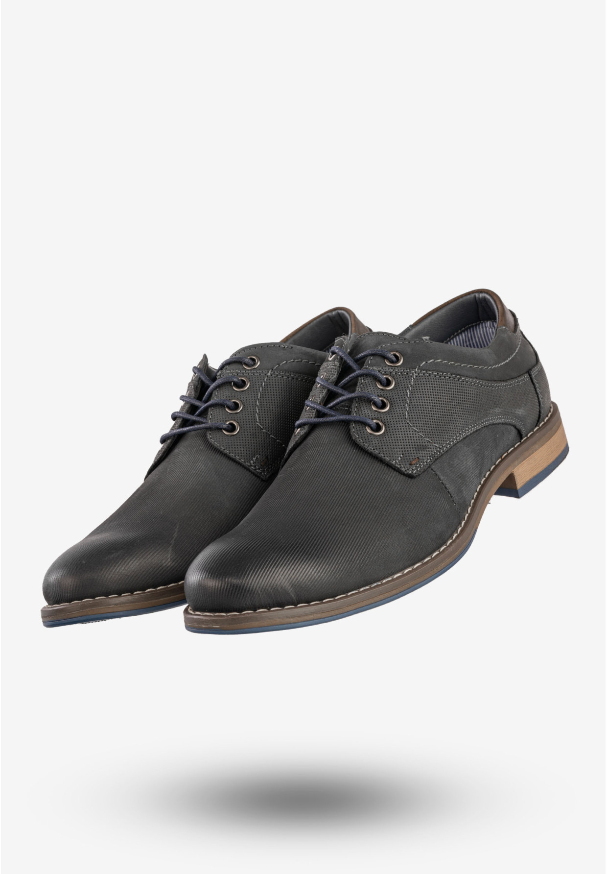 Półbuty Wizytowe Męskie Skórzane Buty Eleganckie Granatowe Meexx 8MN68-0186
