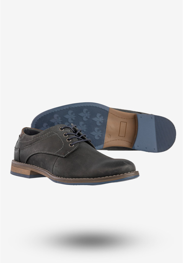Półbuty Wizytowe Męskie Skórzane Buty Eleganckie Granatowe Meexx 8MN68-0186