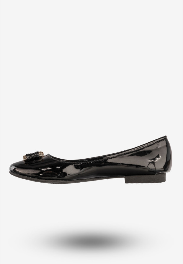Baleriny Damskie Ekoskóra Buty Eleganckie Czarne M.Daszyński MR1460-5