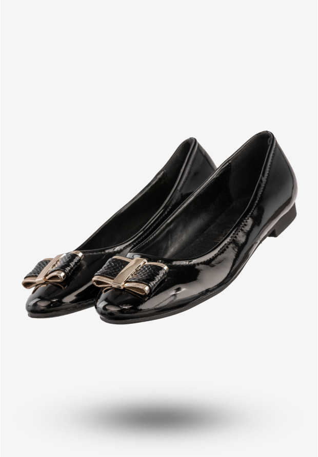 Baleriny Damskie Ekoskóra Buty Eleganckie Czarne M.Daszyński MR1460-5