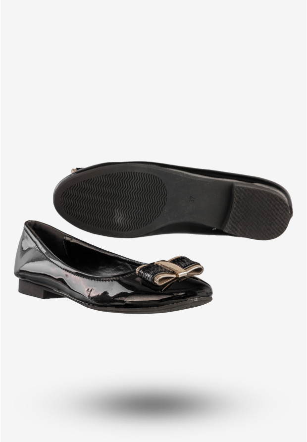 Baleriny Damskie Ekoskóra Buty Eleganckie Czarne M.Daszyński MR1460-5