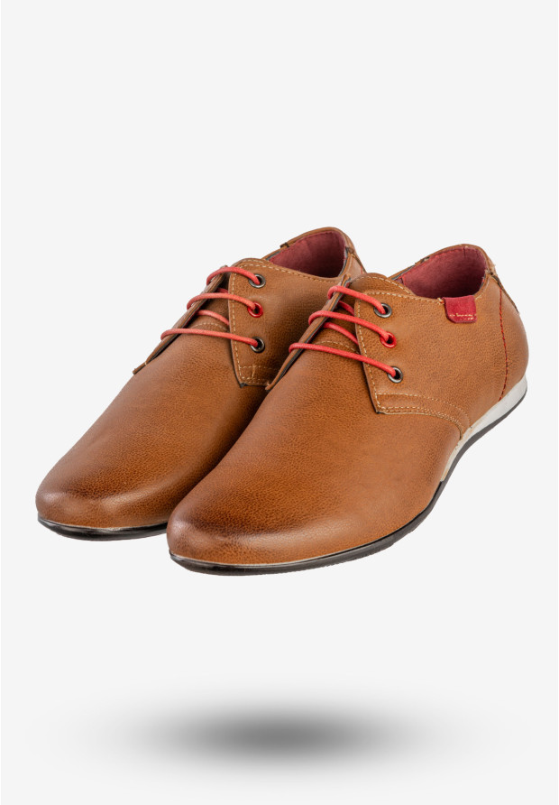Półbuty Wizytowe Męskie Ekoskóra Buty Eleganckie Brązowe Rolan 987-37
