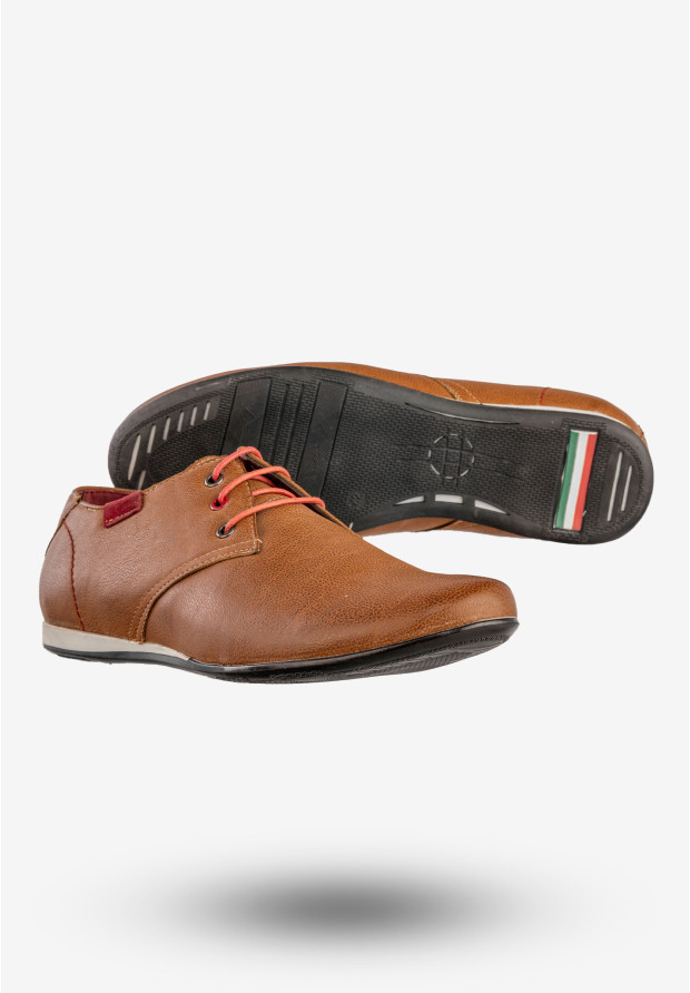 Półbuty Wizytowe Męskie Ekoskóra Buty Eleganckie Brązowe Rolan 987-37