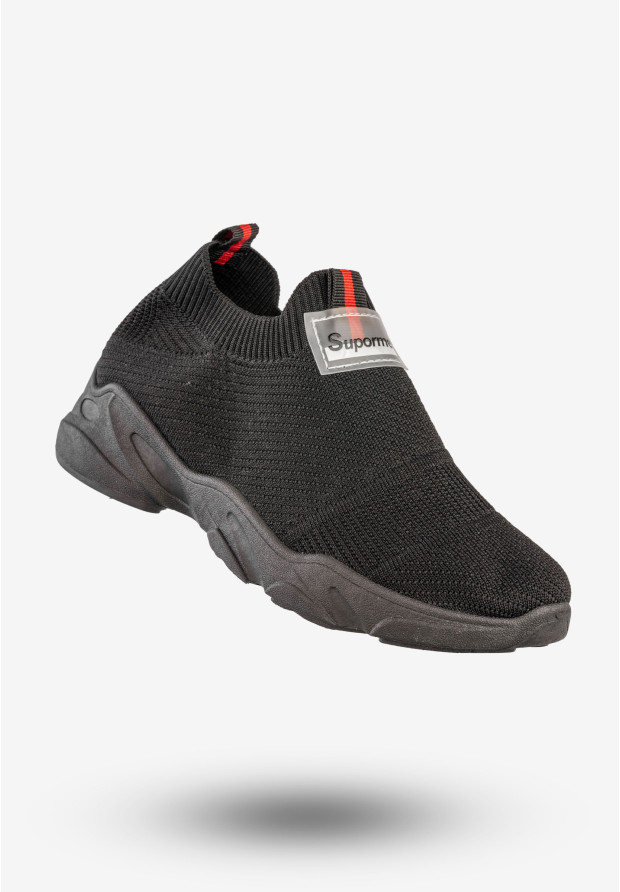 Sneakersy Damskie Wsuwane Buty Sportowe Czarne JR801