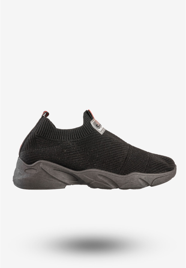 Sneakersy Damskie Wsuwane Buty Sportowe Czarne JR801