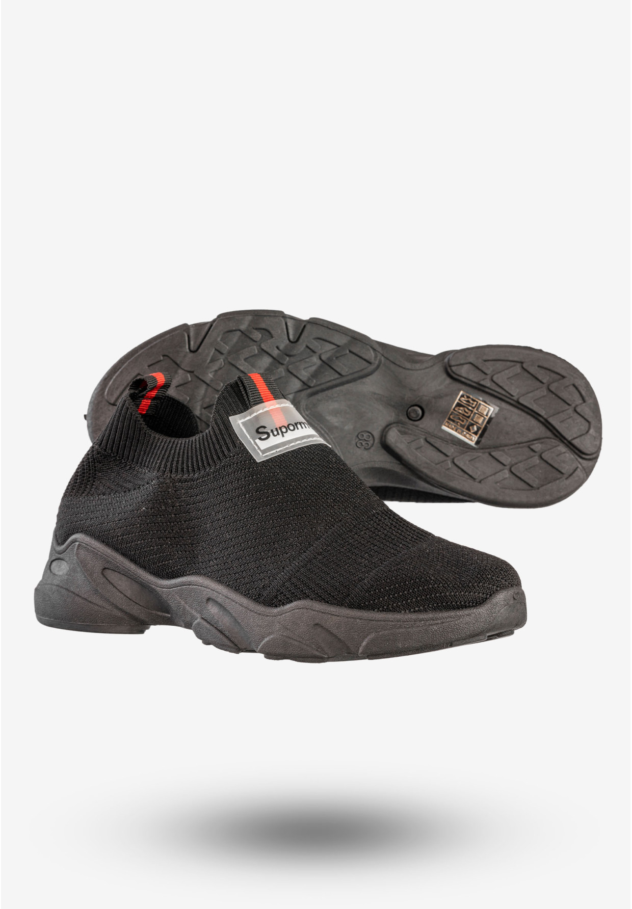 Sneakersy Damskie Wsuwane Buty Sportowe Czarne JR801