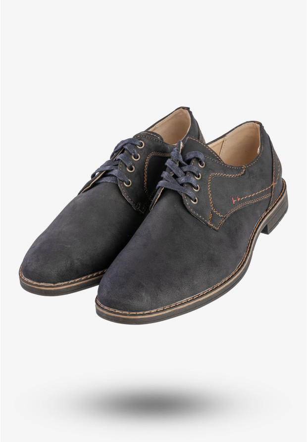 Półbuty Wizytowe Męskie Buty Eleganckie Granatowe Brospa D17017B
