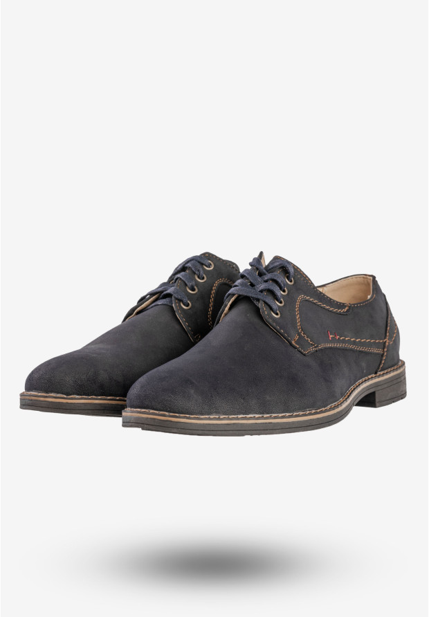 Półbuty Wizytowe Męskie Buty Eleganckie Granatowe Brospa D17017B