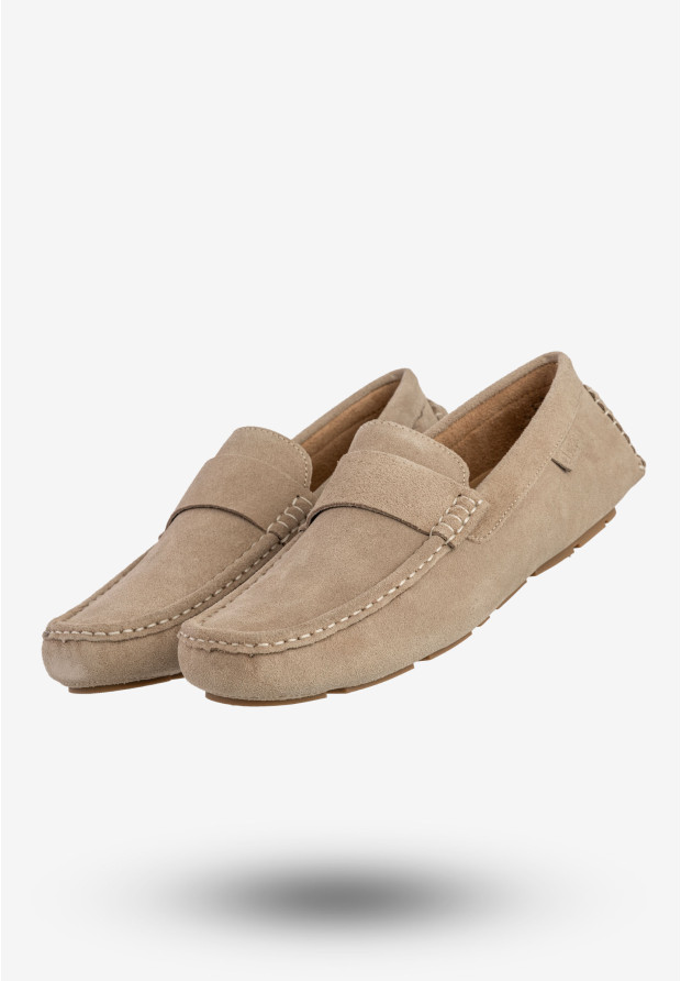 Mokasyny Męskie Skórzane Buty BIG STAR Eleganckie Beżowe RR174050