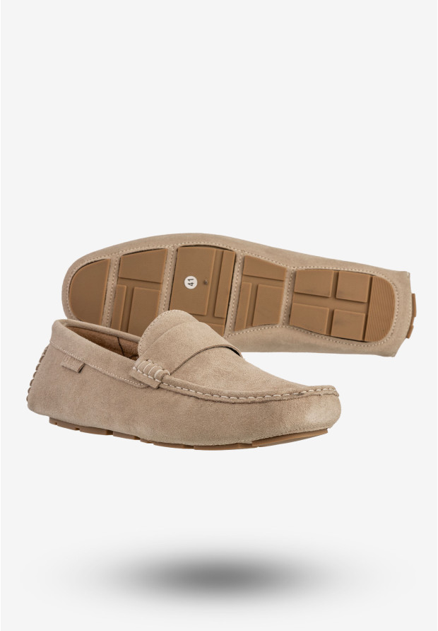 Mokasyny Męskie Skórzane Buty BIG STAR Eleganckie Beżowe RR174050