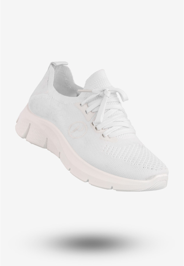 Białe sneakersy damskie Potocki 24-01303WH z przewiewną cholewką