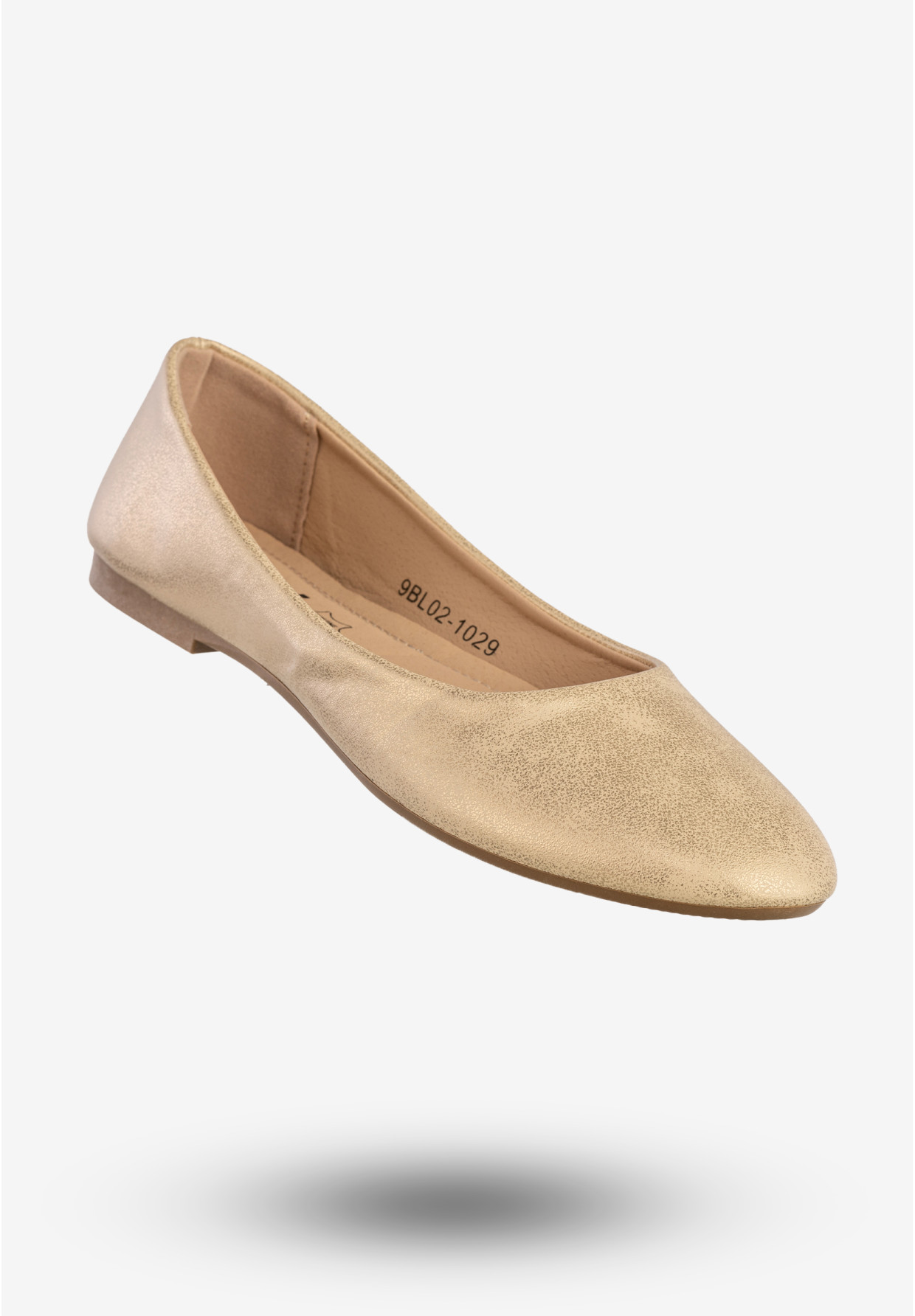 Baleriny Damskie Ekoskóra Buty Wsuwane Eleganckie Złote Jezzi 9BL02-1029