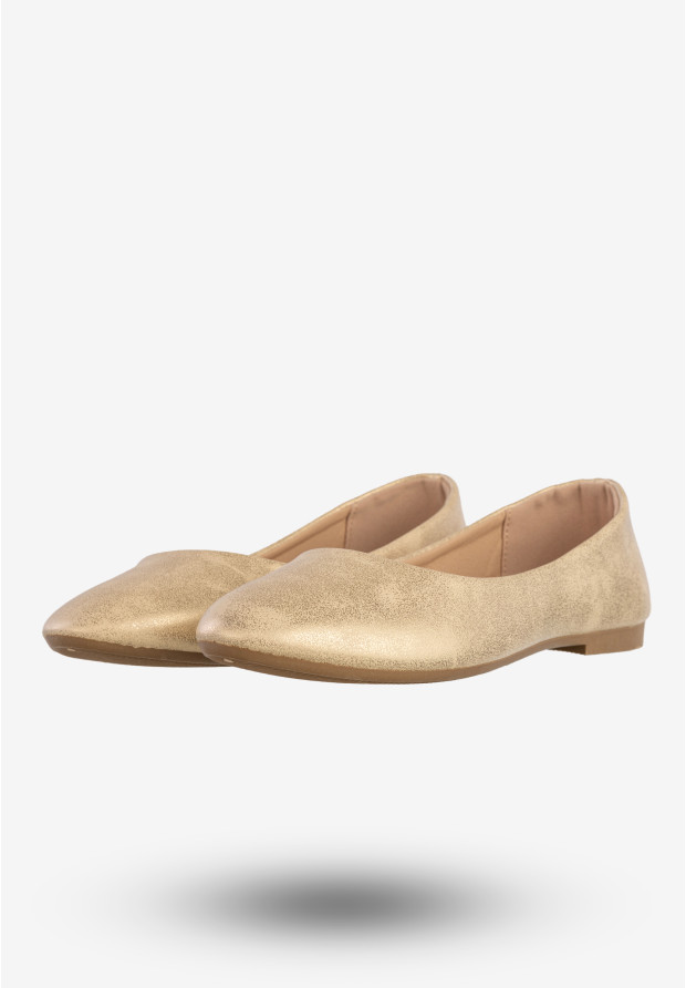 Baleriny Damskie Ekoskóra Buty Wsuwane Eleganckie Złote Jezzi 9BL02-1029
