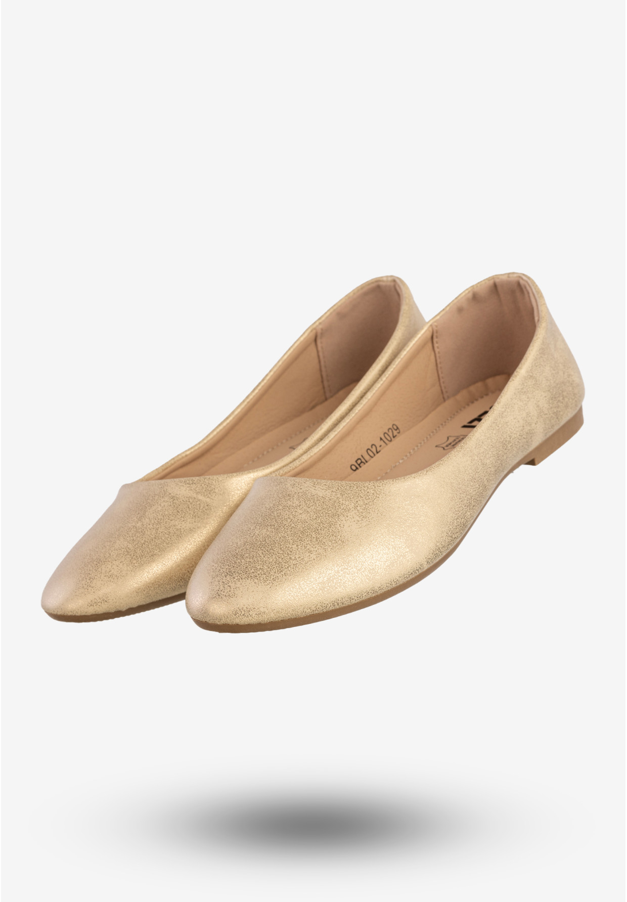 Baleriny Damskie Ekoskóra Buty Wsuwane Eleganckie Złote Jezzi 9BL02-1029
