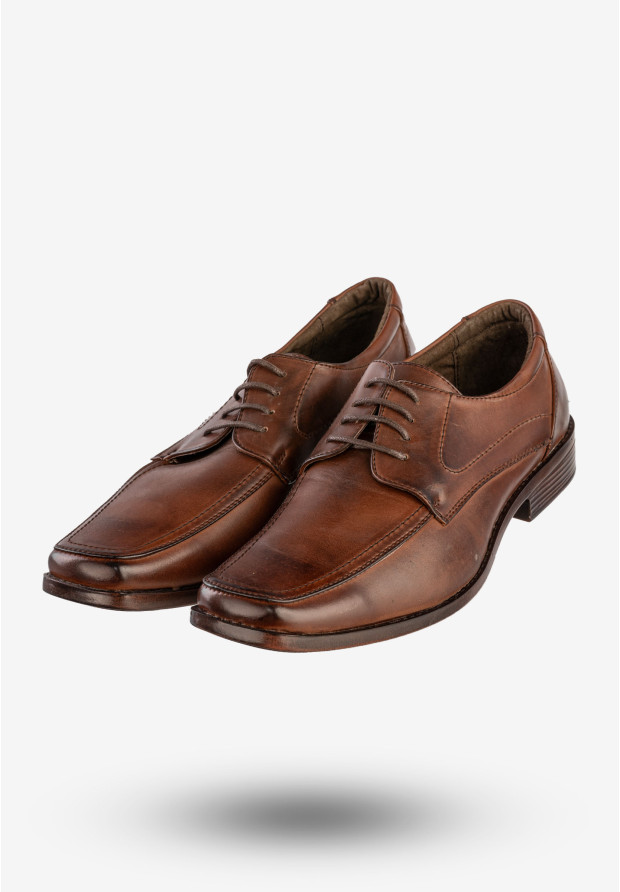 Półbuty Wizytowe Męskie Ekoskóra Buty Eleganckie Brązowe Tutto per tutto T5702-2