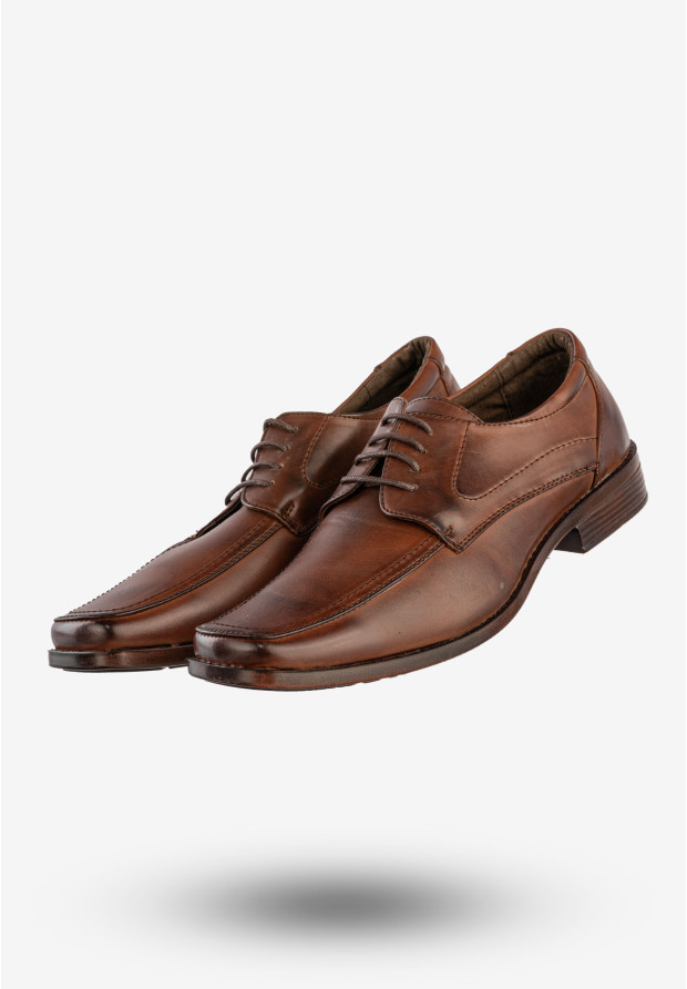 Półbuty Wizytowe Męskie Ekoskóra Buty Eleganckie Brązowe Tutto per tutto T5702-2