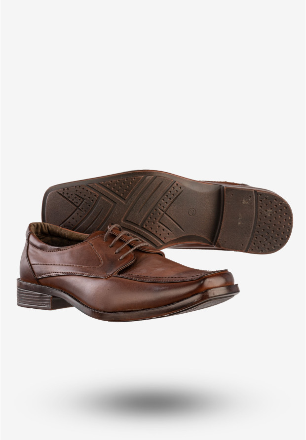 Półbuty Wizytowe Męskie Ekoskóra Buty Eleganckie Brązowe Tutto per tutto T5702-2