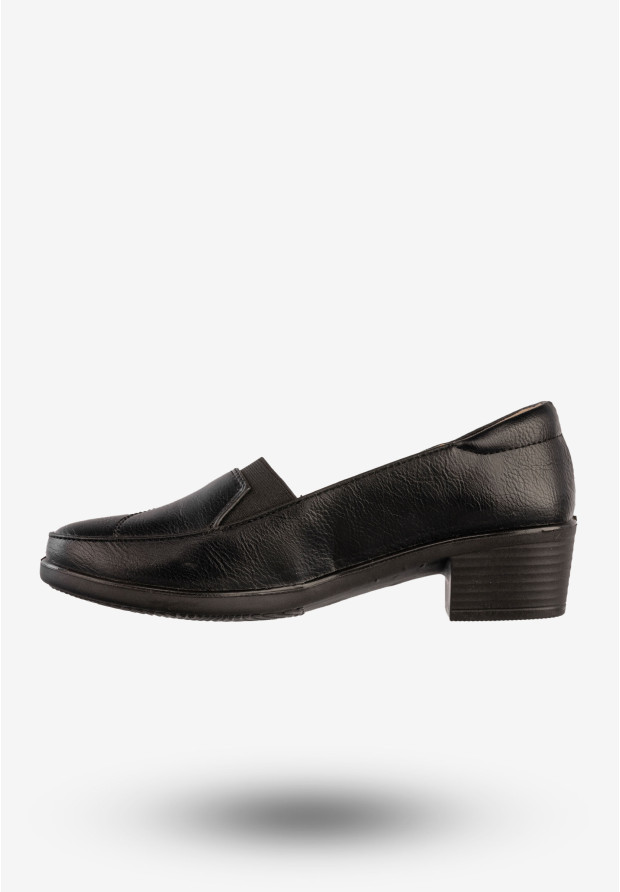 Półbuty Damskie Ekoskóra Buty Eleganckie Skórzana Wkładka Czarne Cabin 9T1004-1