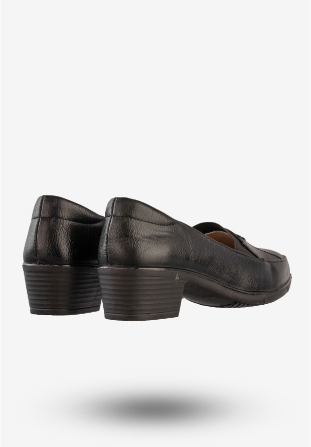 Półbuty Damskie Ekoskóra Buty Eleganckie Skórzana Wkładka Czarne Cabin 9T1004-1