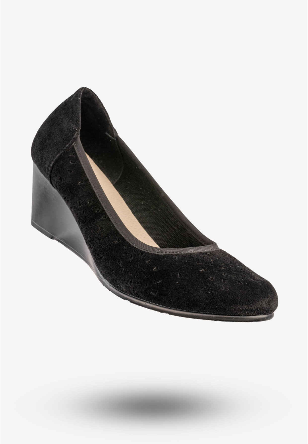 Czółenka Damskie Na Koturnie Buty Eleganckie Skórzana Wkładka Czarne Jezzi SA113-4