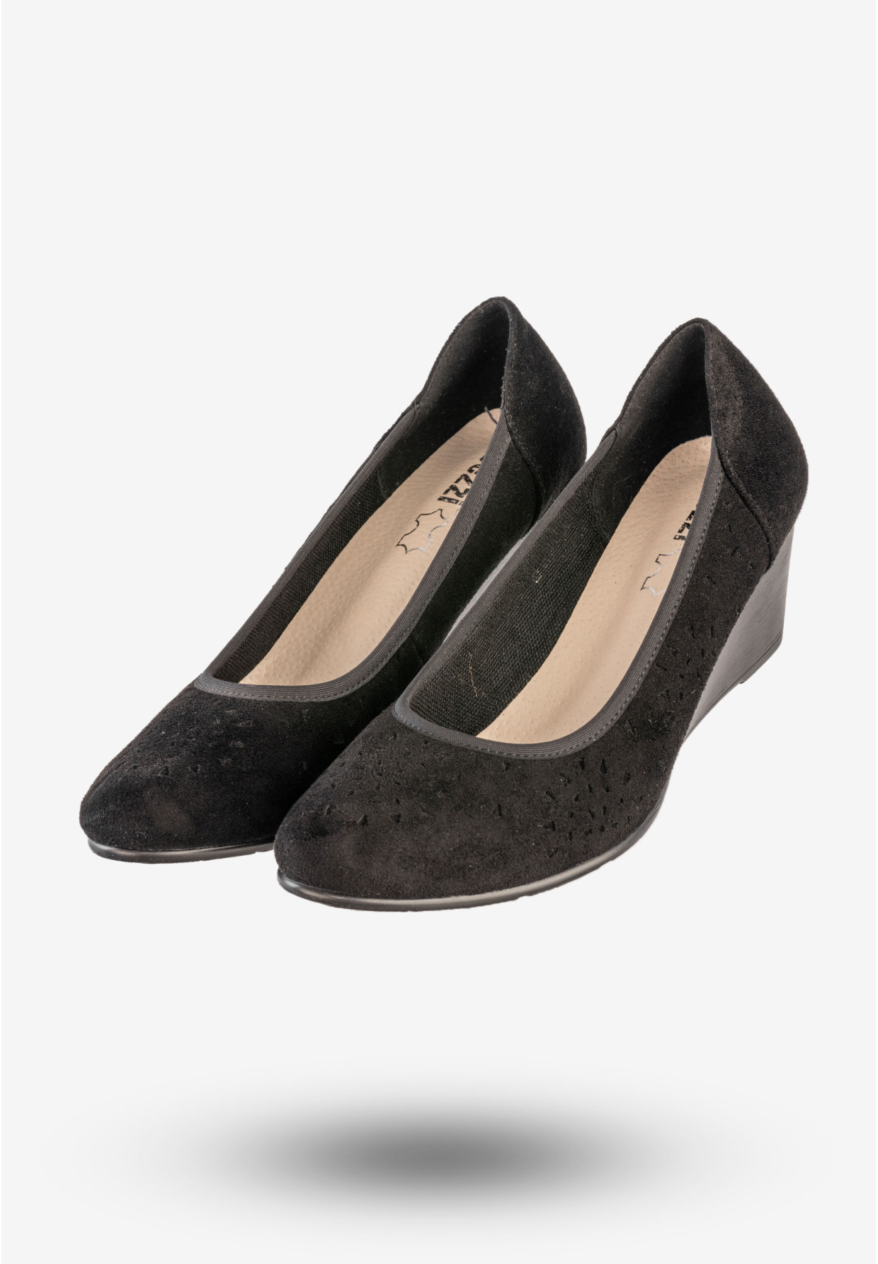 Czółenka Damskie Na Koturnie Buty Eleganckie Skórzana Wkładka Czarne Jezzi SA113-4