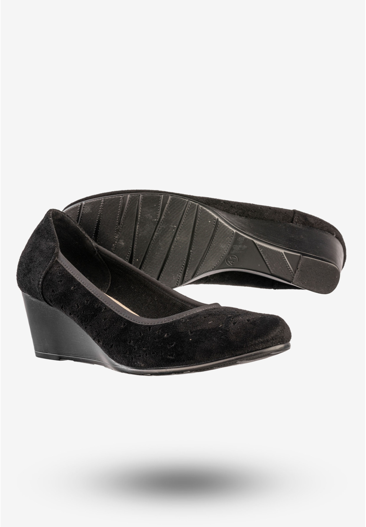 Czółenka Damskie Na Koturnie Buty Eleganckie Skórzana Wkładka Czarne Jezzi SA113-4