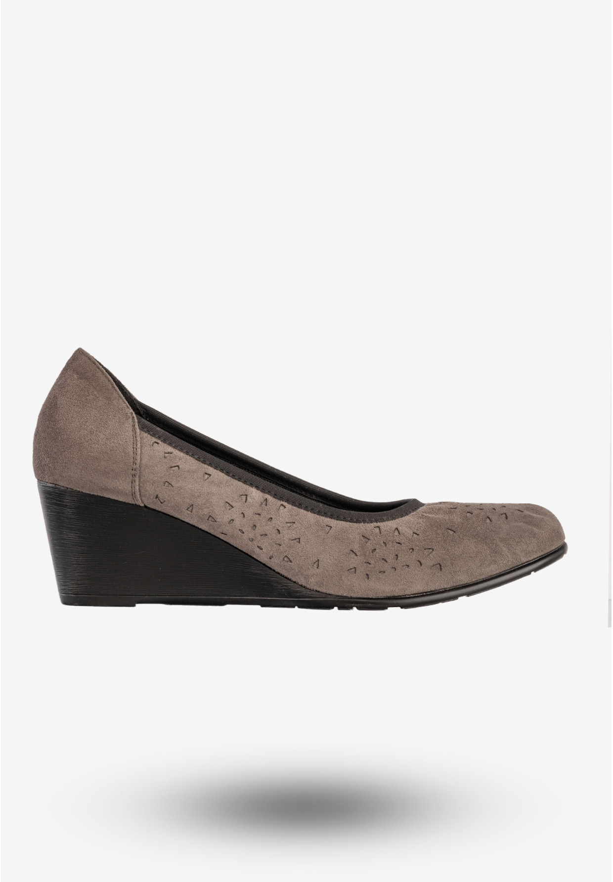 Czółenka Damskie Na Koturnie Buty Eleganckie Skórzana Wkładka Szare Jezzi SA113-4