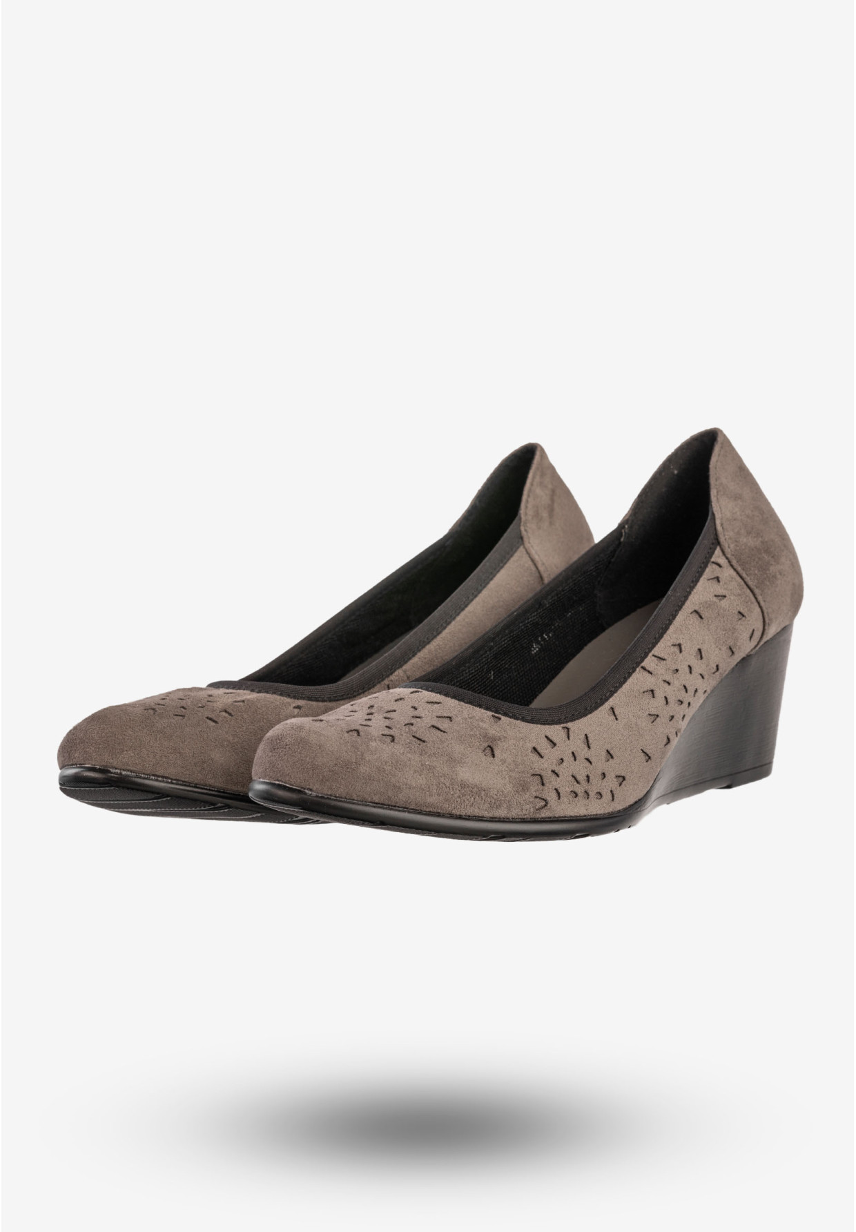 Czółenka Damskie Na Koturnie Buty Eleganckie Skórzana Wkładka Szare Jezzi SA113-4