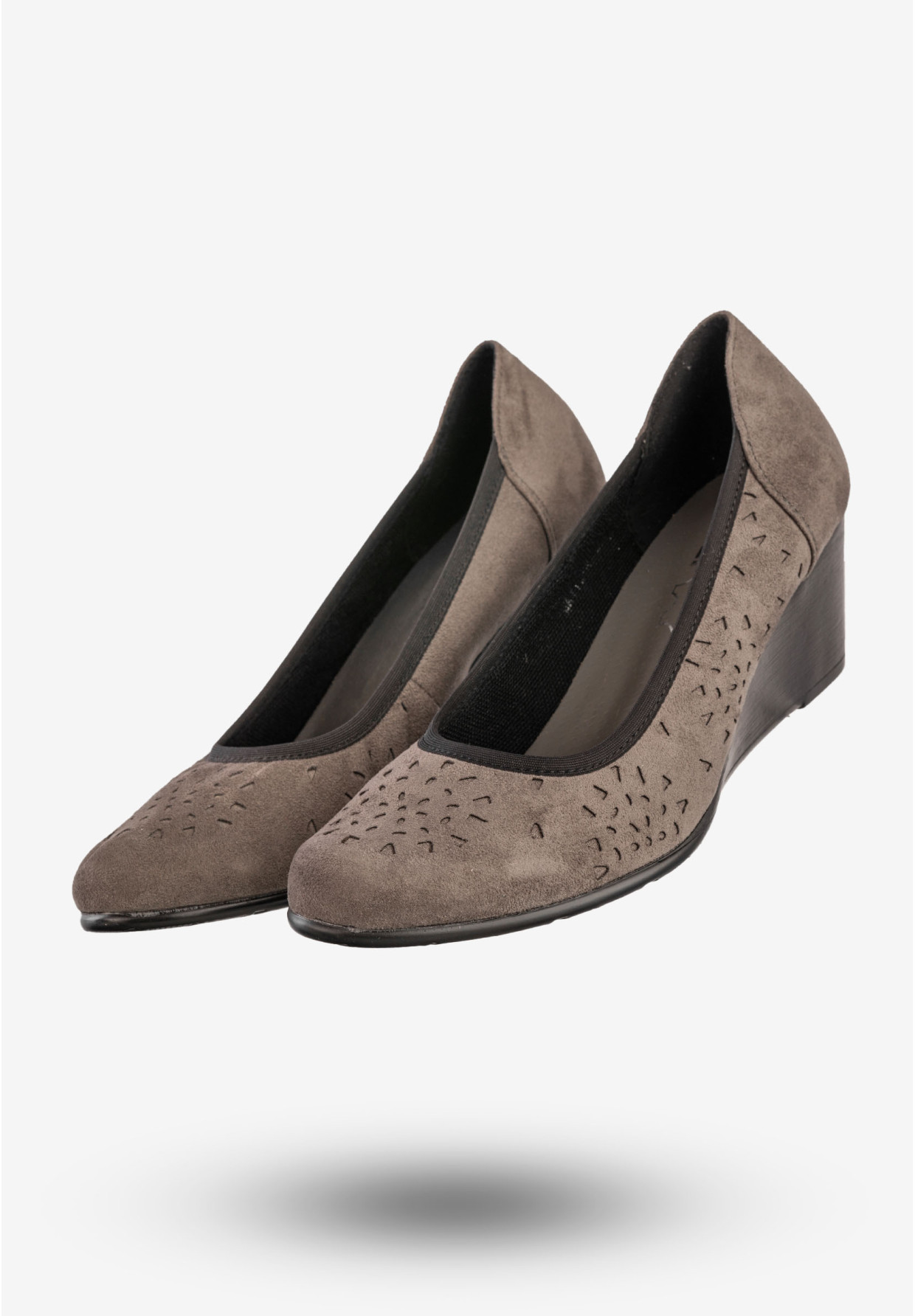 Czółenka Damskie Na Koturnie Buty Eleganckie Skórzana Wkładka Szare Jezzi SA113-4