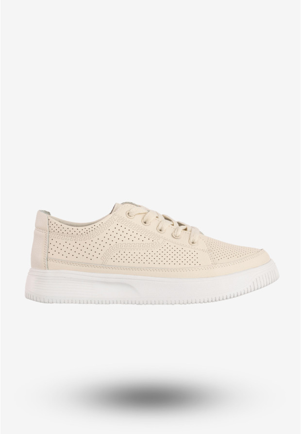 Sneakersy Damskie Skórzane Buty Sportowe Beżowe Jezzi 24SP08-6844