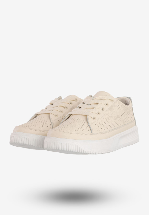 Sneakersy Damskie Skórzane Buty Sportowe Beżowe Jezzi 24SP08-6844