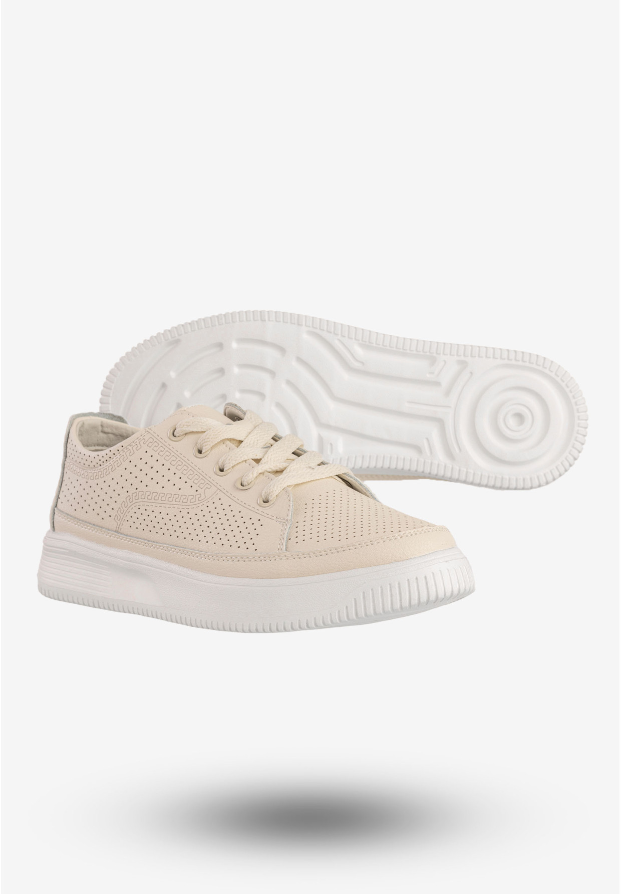 Sneakersy Damskie Skórzane Buty Sportowe Beżowe Jezzi 24SP08-6844