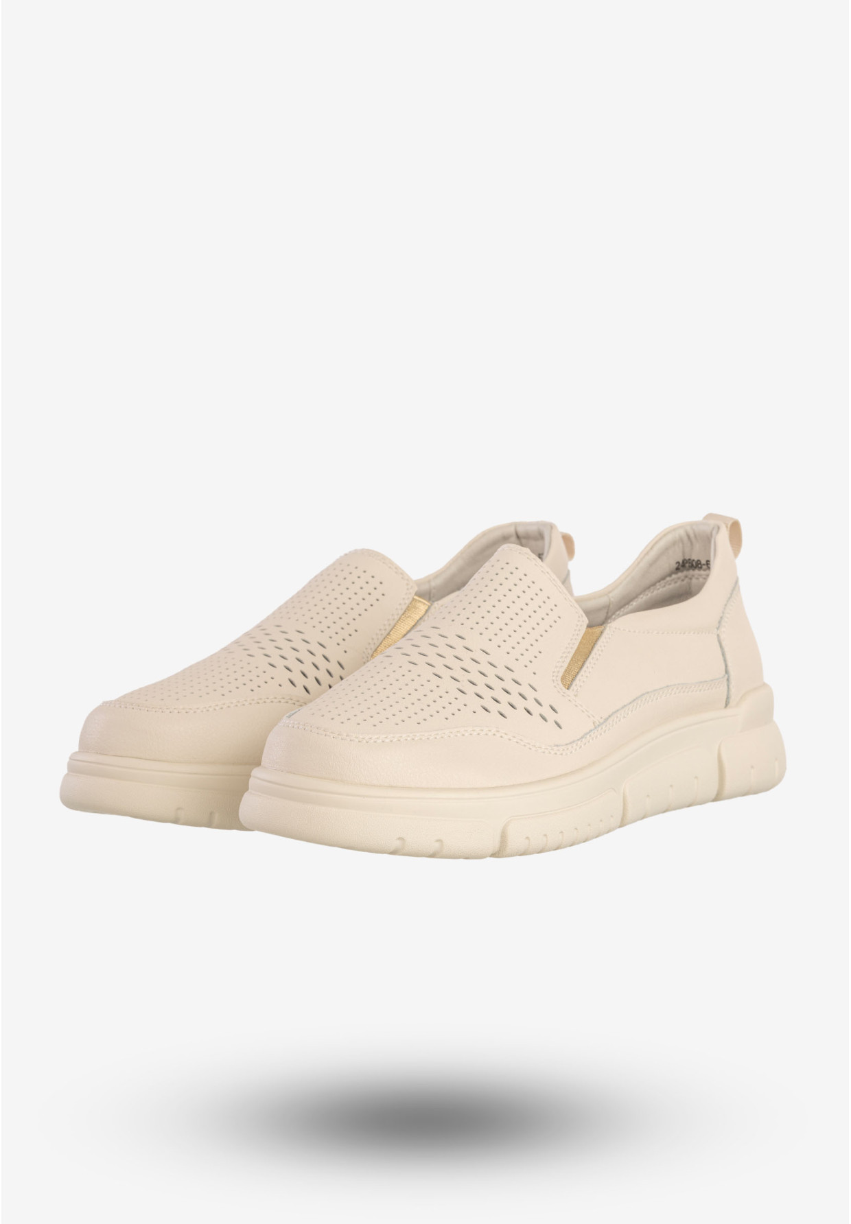 Sneakersy Damskie Skórzane Buty Wsuwane Półbuty Beżowe Jezzi 24PB08-6713