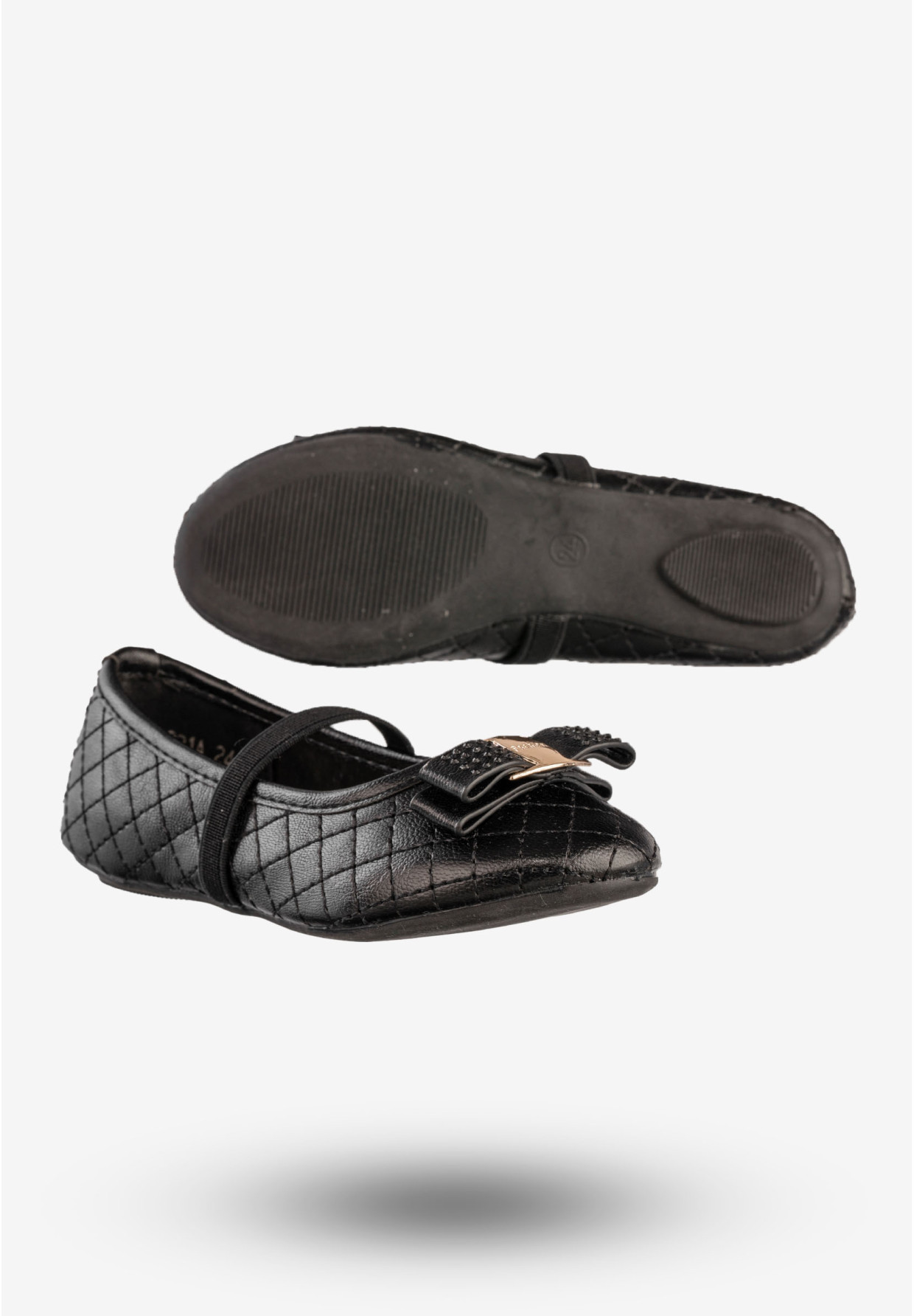 Baleriny Dziewczęce Ekoskóra Buty Eleganckie Z Kokardką Czarne Footwear DD2021A