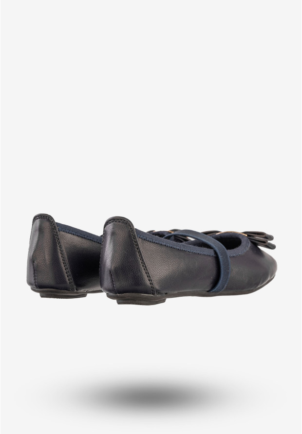 Baleriny Dziewczęce Ekoskóra Buty Eleganckie Z Kokardką Granatowe Footwear DD2035A