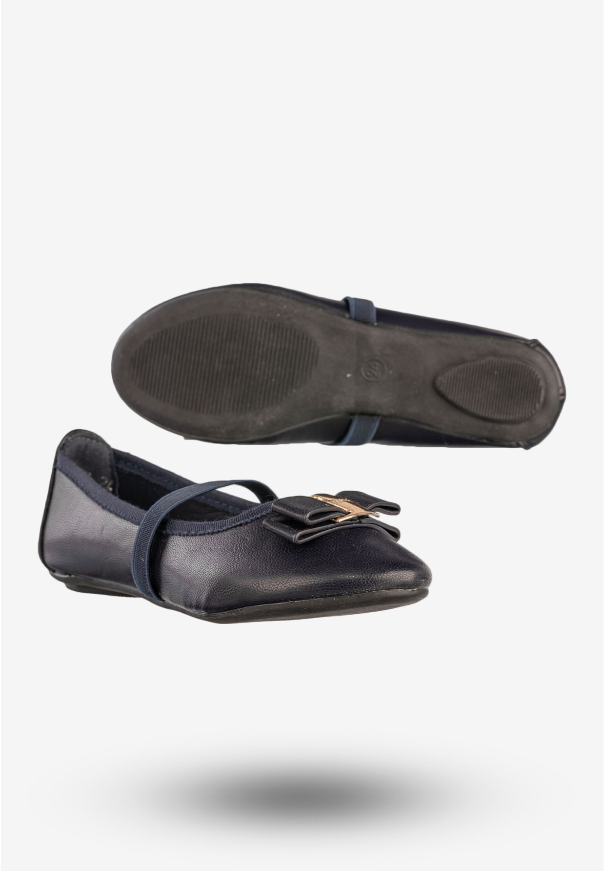 Baleriny Dziewczęce Ekoskóra Buty Eleganckie Z Kokardką Granatowe Footwear DD2035A